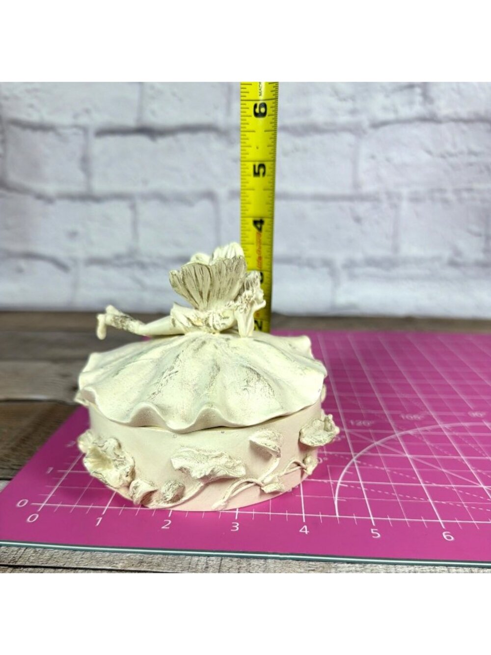 VTG 1990s Fairy Daisy 3D Ivory Resin Set Picture Photo Frame Lidded Trinket Box - Picture 15 of 15